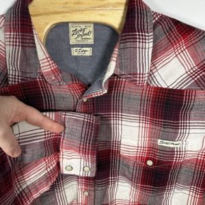 Lucky Brand Sportswear Western Shirt Men's XL Pearl Snap Indian‎ Madras